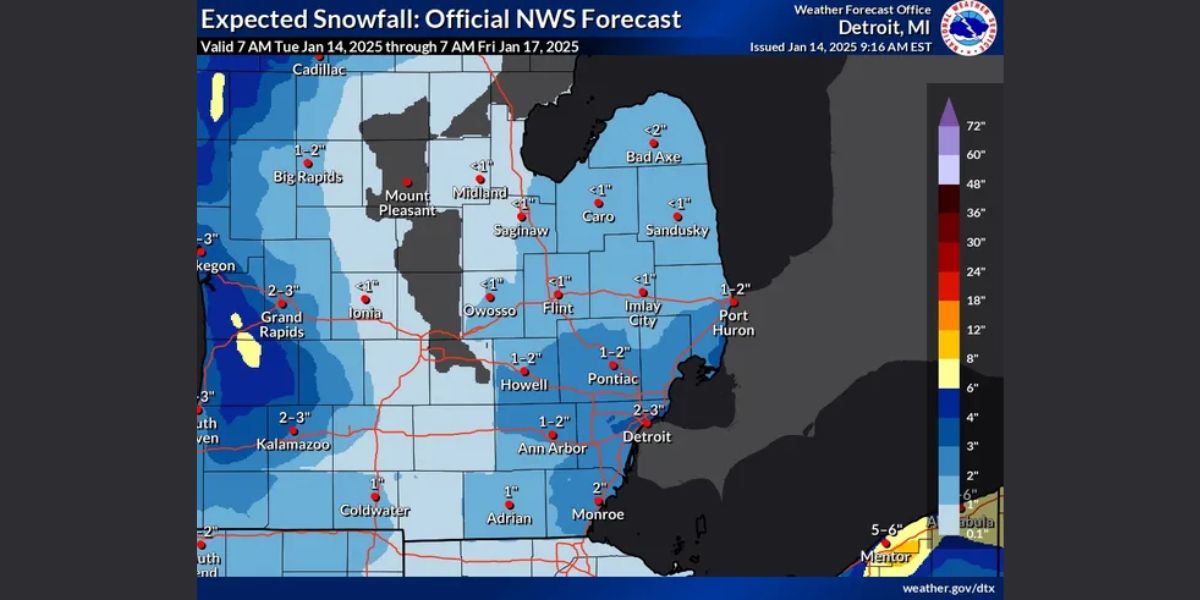 Michigan Snowstorm Up to 10 Inches in Petoskey and Indian River